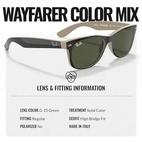 Ray-Ban RB2132 NEW WAYFARER COLOR MIX Square Shaped Sunglasses for Men & Women with Official RAYBAN Eyewear Kit - 4