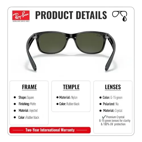 Ray-Ban RB2132 NEW WAYFARER COLOR MIX Square Shaped Sunglasses for Men & Women with Official RAYBAN Eyewear Kit - 3