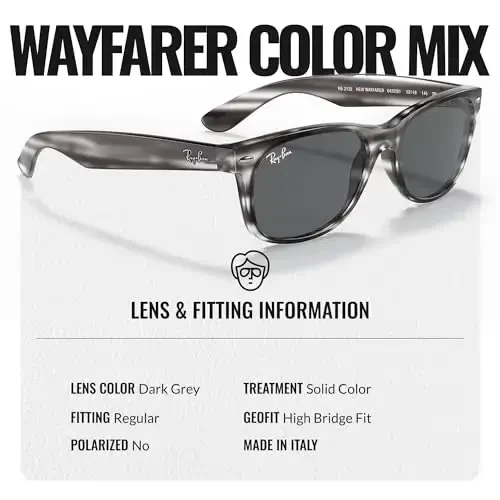 Ray-Ban RB2132 NEW WAYFARER COLOR MIX Square Shaped Sunglasses for Men & Women with Official RAYBAN Eyewear Kit - 4