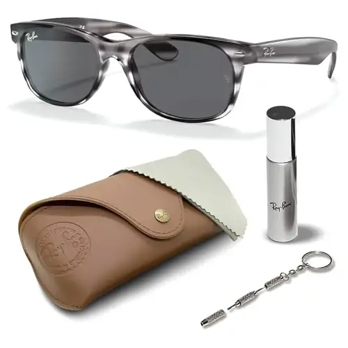 Ray-Ban RB2132 NEW WAYFARER COLOR MIX Square Shaped Sunglasses for Men & Women with Official RAYBAN Eyewear Kit - RAY-BAN