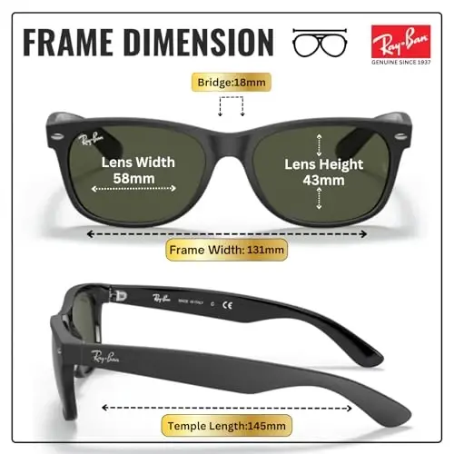 Ray-Ban RB2132 NEW WAYFARER COLOR MIX Square Shaped Sunglasses for Men & Women with Official RAYBAN Eyewear Kit - 5