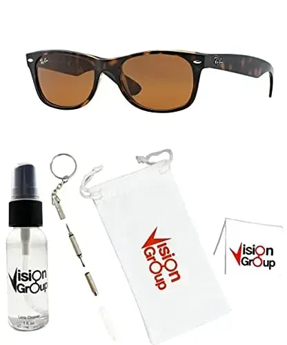 Ray-Ban RB2132 New Wayfarer Sunglasses + Vision Group Accessories Bundle - MODAZONE (1)