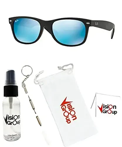 Ray-Ban RB2132 New Wayfarer quyoshdan saqlaydigan ko'zoynaklar + Vision Group aksessuarlari to'plami - 2