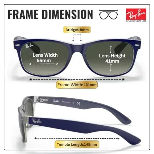 Ray-Ban RB2132 NEW WAYFARER COLOR MIX Square Shaped Sunglasses for Men & Women with Official RAYBAN Eyewear Kit - 5