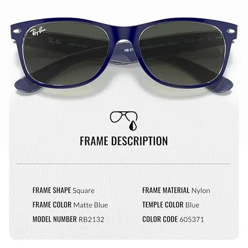 Ray-Ban RB2132 NEW WAYFARER COLOR MIX Square Shaped Sunglasses for Men & Women with Official RAYBAN Eyewear Kit - 3