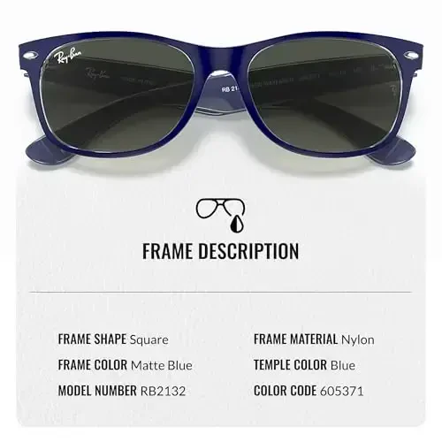 Ray-Ban RB2132 NEW WAYFARER COLOR MIX Square Shaped Sunglasses for Men & Women with Official Eyewear Kit - 3