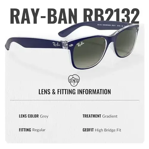 Ray-Ban RB2132 NEW WAYFARER COLOR MIX Square Shaped Sunglasses for Men & Women with Official Eyewear Kit - 5