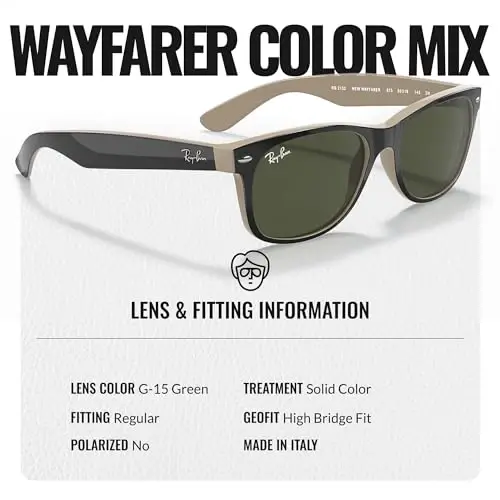 Ray-Ban RB2132 NEW WAYFARER COLOR MIX Square Shaped Sunglasses for Men & Women with Official RAYBAN Eyewear Kit - 4