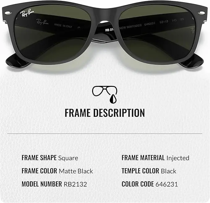 Ray-Ban RB2132 NEW WAYFARER COLOR MIX Square Shaped Sunglasses for Men & Women with Official RAYBAN Eyewear Kit - 3
