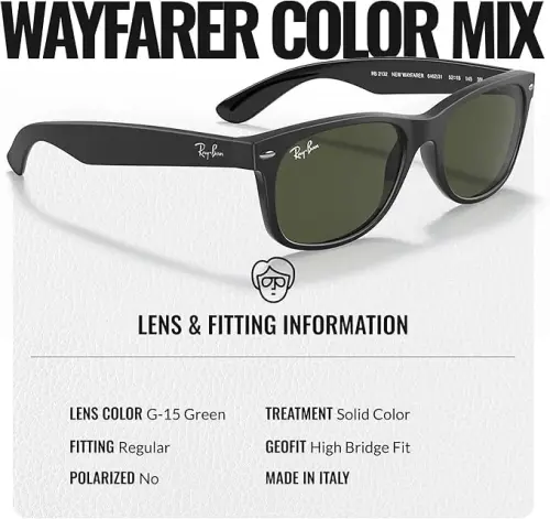 Ray-Ban RB2132 NEW WAYFARER COLOR MIX Square Shaped Sunglasses for Men & Women with Official RAYBAN Eyewear Kit - 4