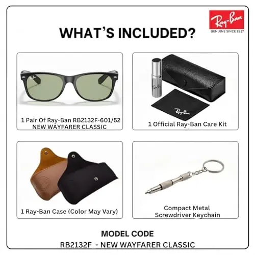 Ray-Ban RB2132F NEW WAYFARER CLASSIC LOW BRIDGE Sunglasses w/Official Kit - 2