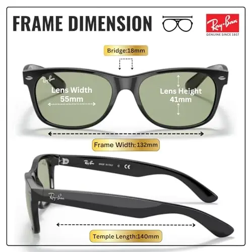 Ray-Ban RB2132F NEW WAYFARER CLASSIC LOW BRIDGE Sunglasses w/Official Kit - 5