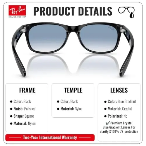 Ray-Ban RB2132F NEW WAYFARER CLASSIC LOW BRIDGE Sunglasses w/Official Kit 
