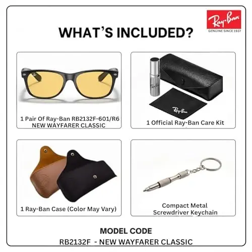 Ray-Ban RB2132F NEW WAYFARER CLASSIC LOW BRIDGE Sunglasses w/Official Kit - RAY-BAN (1)