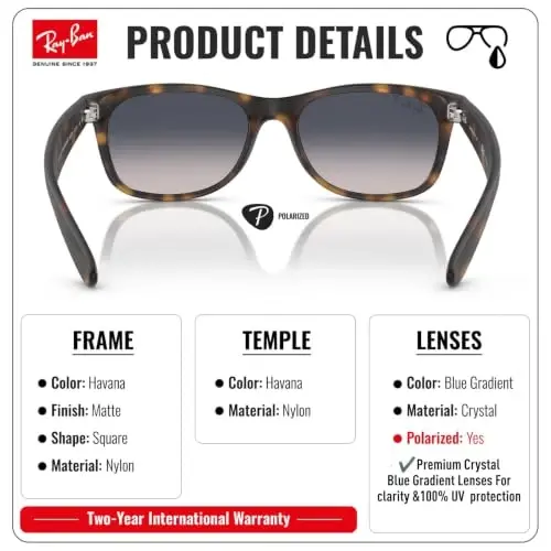 Ray-Ban RB2132F NEW WAYFARER CLASSIC LOW BRIDGE Sunglasses w/Official Kit 