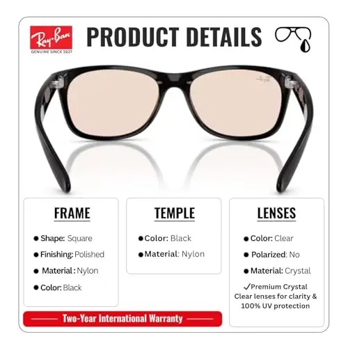 Ray-Ban RB2132F NEW WAYFARER CLASSIC LOW BRIDGE Sunglasses w/Official Kit - 3