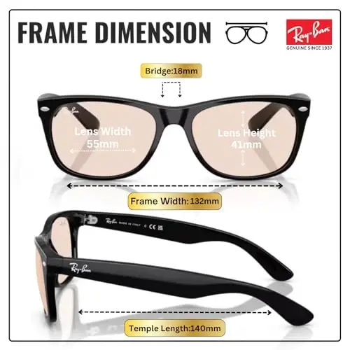 Ray-Ban RB2132F NEW WAYFARER CLASSIC LOW BRIDGE Sunglasses w/Official Kit - 5