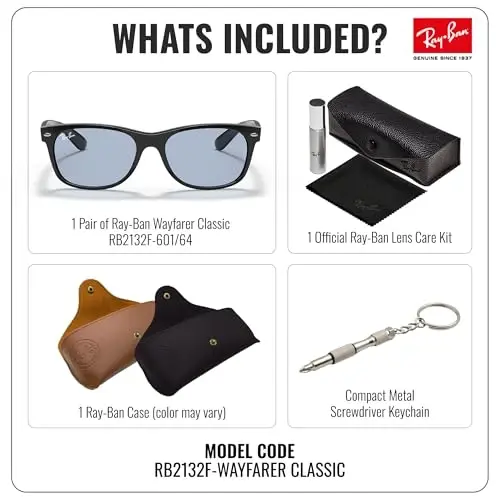 Ray-Ban RB2132F NEW WAYFARER CLASSIC LOW BRIDGE Sunglasses w/Official Kit - RAY-BAN (1)