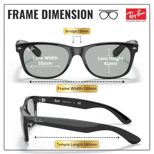 Ray-Ban RB2132F NEW WAYFARER CLASSIC LOW BRIDGE Sunglasses w/Official Kit - 5