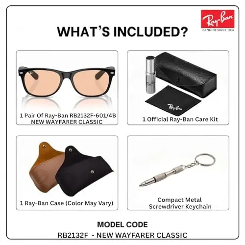 Ray-Ban RB2132F NEW WAYFARER CLASSIC LOW BRIDGE Sunglasses w/Official Kit - 2