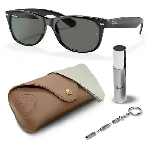 Ray-Ban RB2132F NEW WAYFARER CLASSIC LOW BRIDGE FIT Erkaklar va ayollar uchun mo'ljallangan kvadrat shaklidagi quyoshdan saqlaydigan ko'zoynaklar, rasmiy RAYBAN ko'zoynak to'plami bilan - RAY-BAN