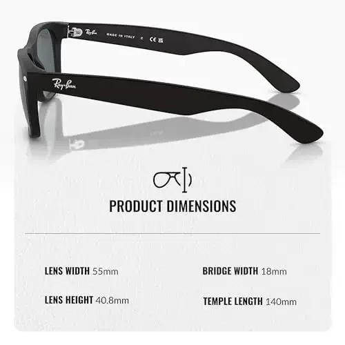 Ray-Ban RB2132F NEW WAYFARER CLASSIC LOW BRIDGE FIT Square Shaped Sunglasses for Men & Women with Official Eyewear Kit - 5