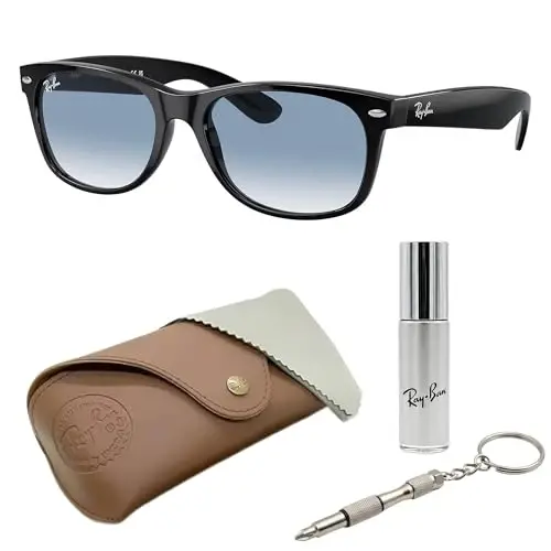 Ray-Ban RB2132F NEW WAYFARER CLASSIC LOW BRIDGE FIT Square Shaped Sunglasses for Men & Women with Official RAYBAN Eyewear Kit - RAY-BAN