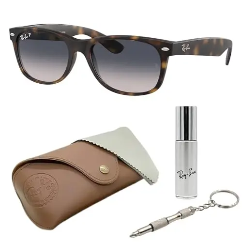 Ray-Ban RB2132F NEW WAYFARER CLASSIC LOW BRIDGE FIT Square Shaped Sunglasses for Men & Women with Official RAYBAN Eyewear Kit - 1