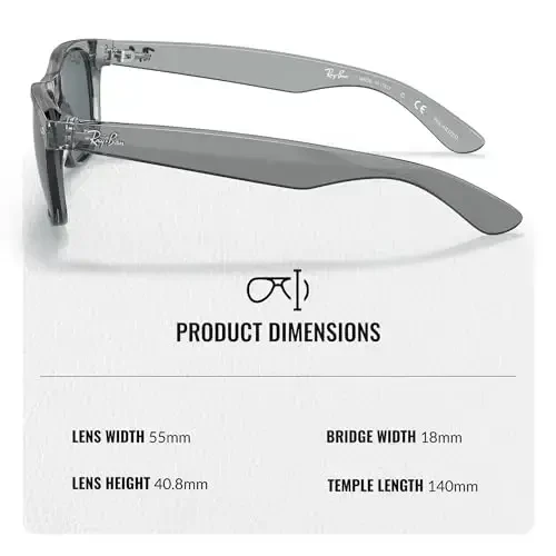 Ray-Ban RB2132F NEW WAYFARER CLASSIC LOW BRIDGE FIT Square Shaped Sunglasses for Men & Women with Official RAYBAN Eyewear Kit - 5