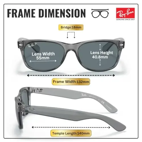 Ray-Ban RB2132F NEW WAYFARER CLASSIC LOW BRIDGE Sunglasses w/Official Kit - 4