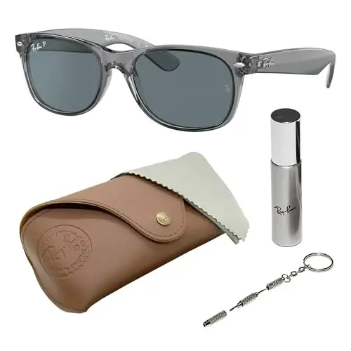 Ray-Ban RB2132F NEW WAYFARER CLASSIC LOW BRIDGE FIT Square Shaped Sunglasses for Men & Women with Official Eyewear Kit - 1