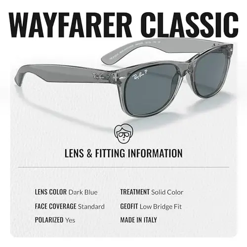 Ray-Ban RB2132F NEW WAYFARER CLASSIC LOW BRIDGE FIT Square Shaped Sunglasses for Men & Women with Official Eyewear Kit - 3