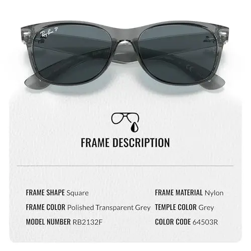 Ray-Ban RB2132F NEW WAYFARER CLASSIC LOW BRIDGE FIT Square Shaped Sunglasses for Men & Women with Official Eyewear Kit - 4
