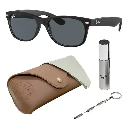 Ray-Ban RB2132F NEW WAYFARER CLASSIC LOW BRIDGE FIT Square Shaped Sunglasses for Men & Women with Official RAYBAN Eyewear Kit 