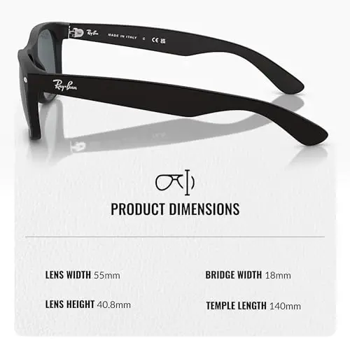 Ray-Ban RB2132F NEW WAYFARER CLASSIC LOW BRIDGE FIT Square Shaped Sunglasses for Men & Women with Official Eyewear Kit - 5