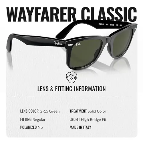 Ray-Ban RB2140 ORIGINAL WAYFARER CLASSIC Square Shaped Sunglasses for Men & Women with Official Eyewear Kit - 4