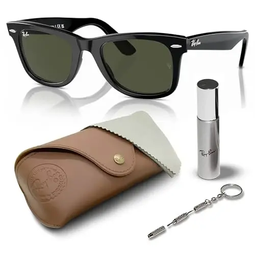 Ray-Ban RB2140 ORIGINAL WAYFARER CLASSIC Square Shaped Sunglasses for Men & Women with Official Eyewear Kit 
