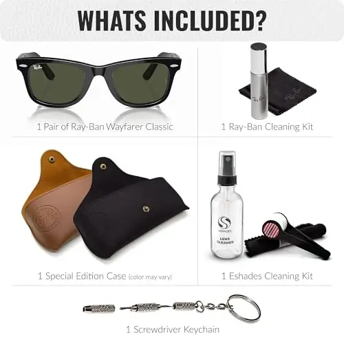 Ray-Ban RB2140 ORIGINAL WAYFARER CLASSIC Square Shaped Sunglasses for Men & Women with Official Eyewear Kit - 2