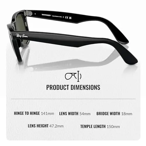 Ray-Ban RB2140 ORIGINAL WAYFARER CLASSIC Square Shaped Sunglasses for Men & Women with Official Eyewear Kit - 5