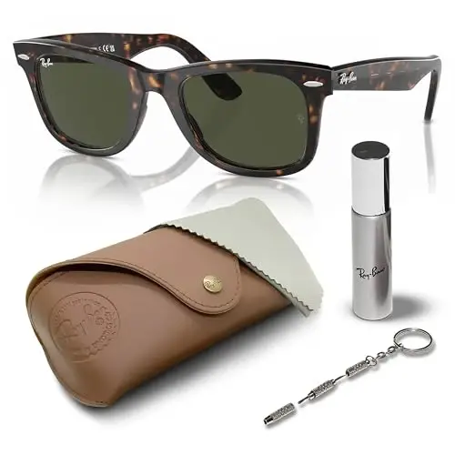 Ray-Ban RB2140 ORIGINAL WAYFARER CLASSIC Square Shaped Sunglasses for Men & Women with Official RAYBAN Eyewear Kit - 1