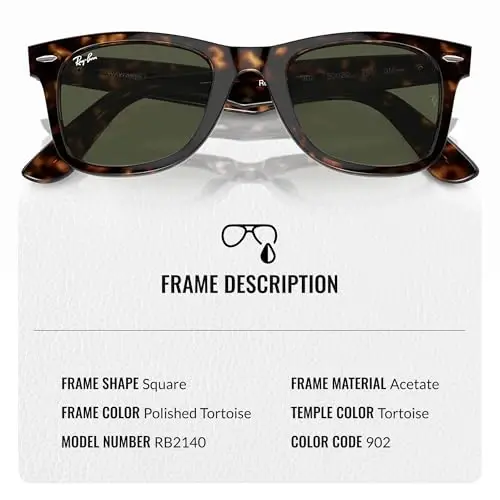 Ray-Ban RB2140 ORIGINAL WAYFARER CLASSIC Square Shaped Sunglasses for Men & Women with Official RAYBAN Eyewear Kit - 3