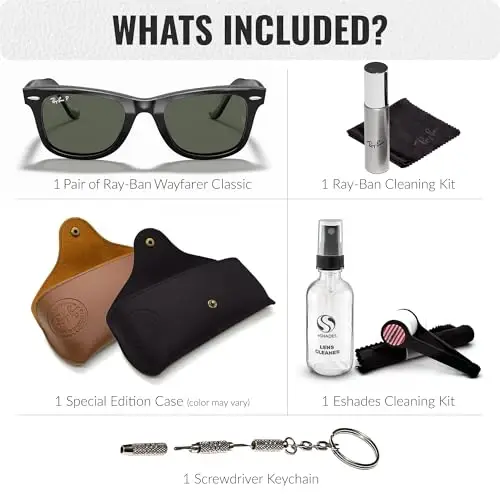 Ray-Ban RB2140 ORIGINAL WAYFARER CLASSIC Square Shaped Sunglasses for Men & Women with Official RAYBAN Eyewear Kit - RAY-BAN (1)