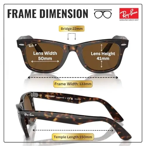 Ray-Ban RB2140 ORIGINAL WAYFARER CLASSIC Sunglasses with Official Kit - 5