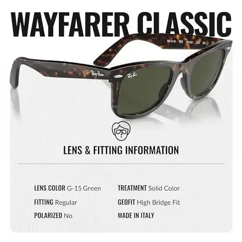 Ray-Ban RB2140 ORIGINAL WAYFARER CLASSIC Square Shaped Sunglasses for Men & Women with Official RAYBAN Eyewear Kit - 4