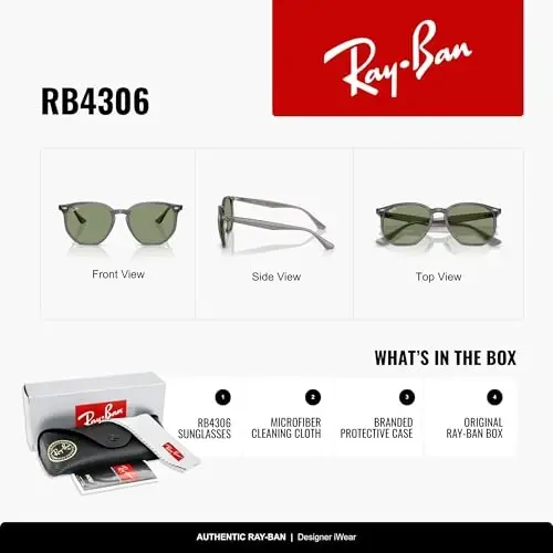 Ray-Ban RB4306 Hexagonal Sunglasses for Men for Women | In Opal Grey, Black & Light Havana. Polarized options available. - Ray-Ban (1)