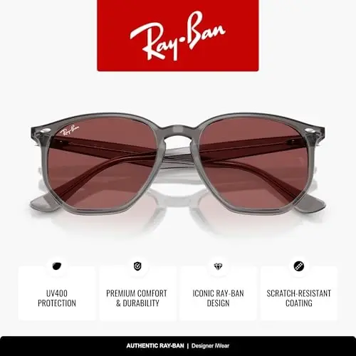 Ray-Ban RB4306 Hexagonal Sunglasses for Men for Women | In Opal Grey, Black & Light Havana. Polarized options available. - 3