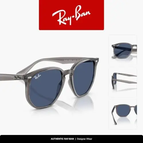 Ray-Ban RB4306 Hexagonal Sunglasses for Men for Women | In Opal Grey, Black & Light Havana. Polarized options available. - 6