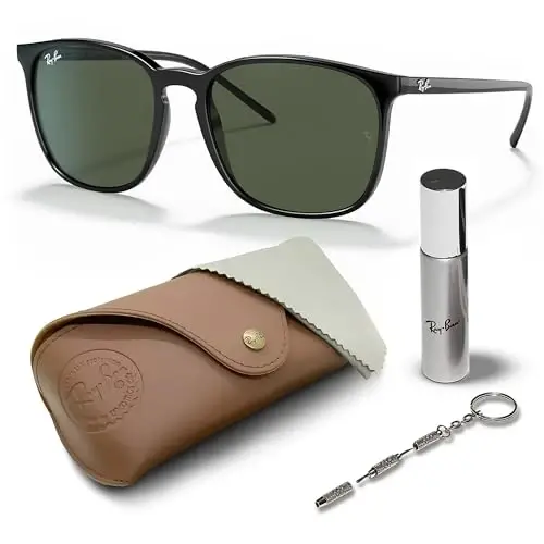Ray-Ban RB4387 Square Shaped Sunglasses for Men & Women with Official RAYBAN Eyewear Kit - 1