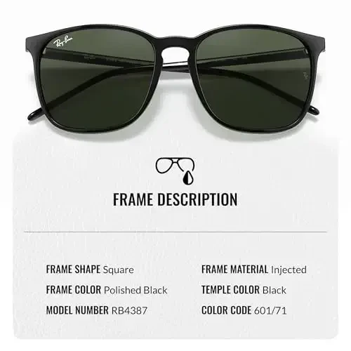Ray-Ban RB4387 Square Shaped Sunglasses for Men & Women with Official Eyewear Kit - 3
