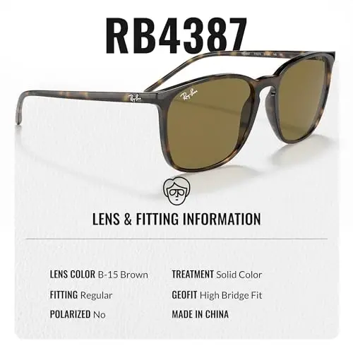 Ray-Ban RB4387 Square Shaped Sunglasses for Men & Women with Official Eyewear Kit - 4